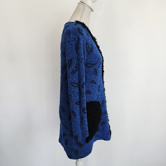 Zaza Couture Blue Paisley Fuzzy Shift Dress - Picture 7 of 9